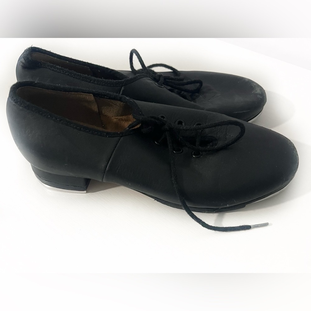 Bloch Kids Leather Lace-Up Tap Shoes Sz 12 1/2